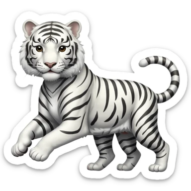 A white tiger pouncing at the screen with silver accsents make it less cartoon looking  sticker