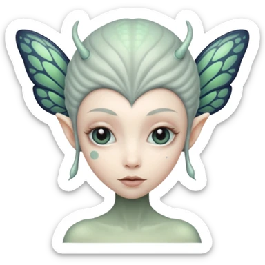 Patterned Grayish Stylish Alien-fairy sticker