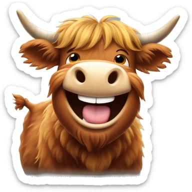 Fatty scottish highland cow laughing sticker