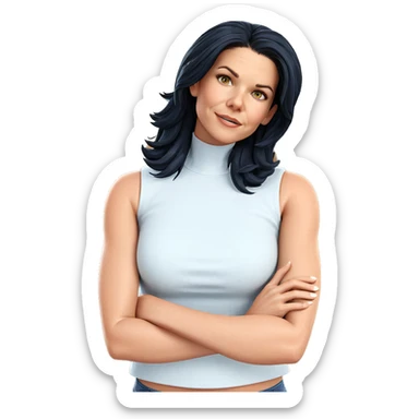 confident girl in denim attire sticker