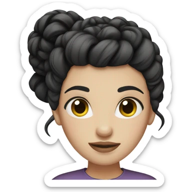 White skin black hair in a high bun girl sticker