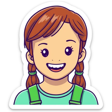 girl with green braces on her teeth smiling sticker