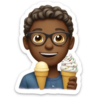 Kid wearing glasses eating ice cream  sticker