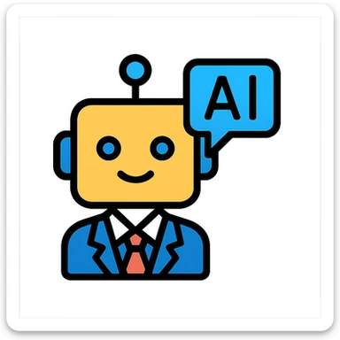 small professional AI chatbot emoji, sleek and minimal, modern design, clean lines, simple color palette sticker