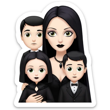 Gomez and morticia Addams with their son sticker