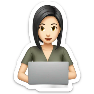 asia-girl-beautiful-typing-on-computer sticker