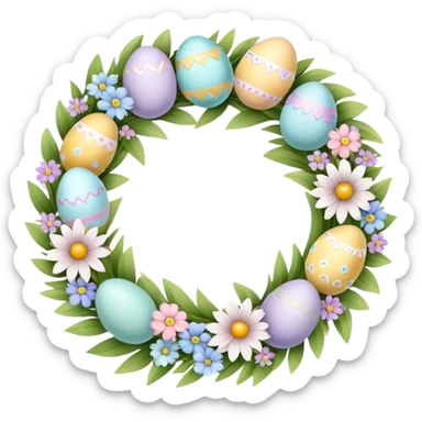 Pastel Easter wreath sticker