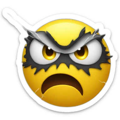 Yellow ball Emoji is angry with thunders in eyes sticker