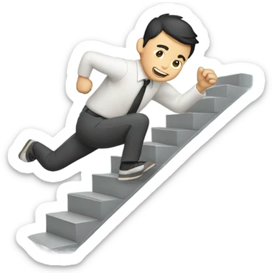 Asian guy falling down long steps sticker