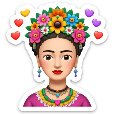 defferent emojis and emoticons in style of Frida Kahlo sticker