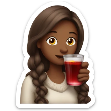 Girl Brown Long hair Xmas Drinking Mulled wine sticker