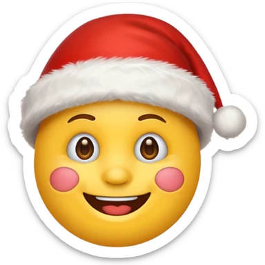 Smiling emoji with santa hat on, google style sticker