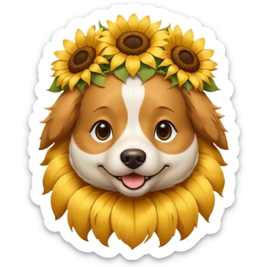 dog with sunflower crown sticker