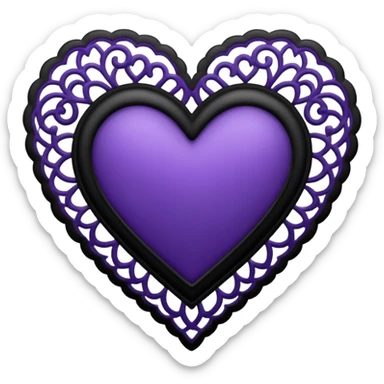 black and purple lace heart sticker