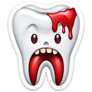 Pulled tooth with blood. sticker