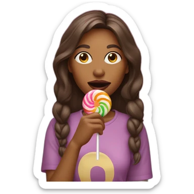 Woman eating lollipop sticker