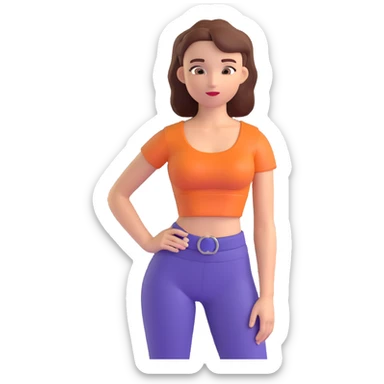 girl with a crop top, hands on hips, confident expression sticker