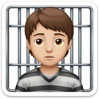 teen boy with brown hair in jail sticker