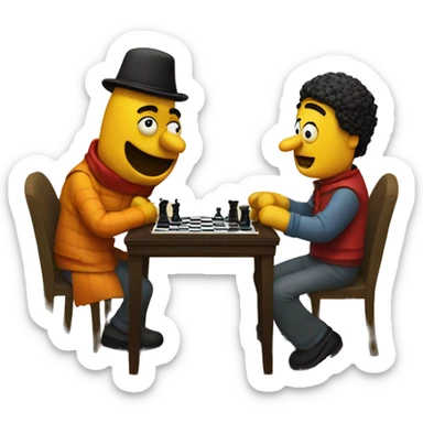 Ernie and Bert playing chess sticker