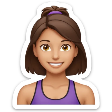 Tan Brunette girl with hazel eyes, wearing workout clothes  sticker