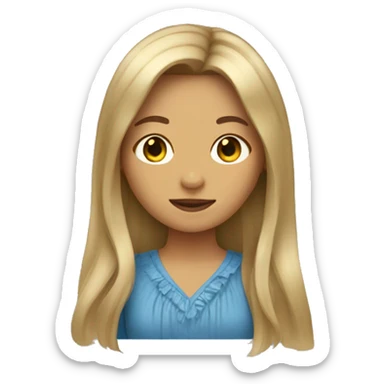 Girl with long dark blond hair and curtain bangs  sticker