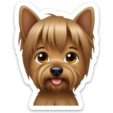 Yorkshire Terrier in the arms of a girl with brown hair sticker