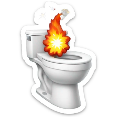 Toilet with a firecracker sticker