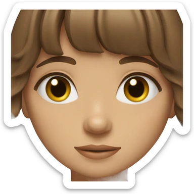 Brown hair with bangs hazel eyes wavy hair girl sticker