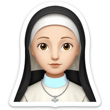 Rosalia (the singer) as a nun. (Use lux album cover as reference). The habit is white. sticker