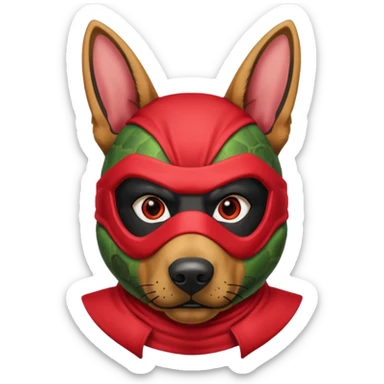 German shepherd with ninja turtle mask red sticker