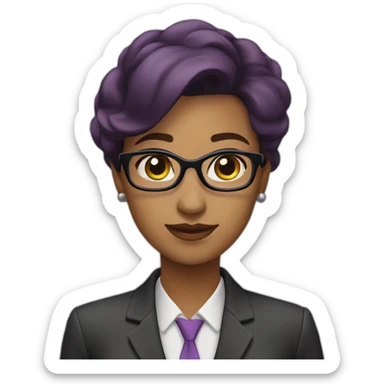 business woman purple icon sticker