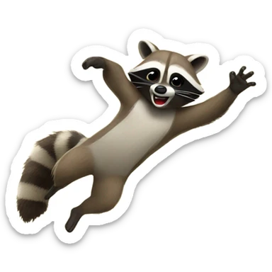 Raccoon doing a flying side kick sticker