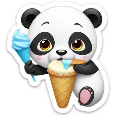 Panda eating ice cream sticker