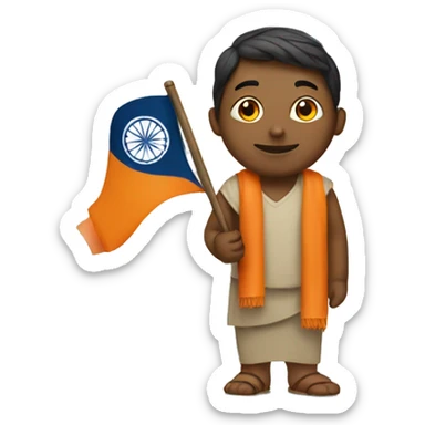 a person holding a flag with the harmony hindu symbol sticker