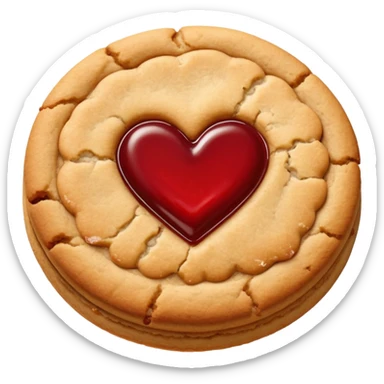 plain cookie with red jam heart in the middle sticker