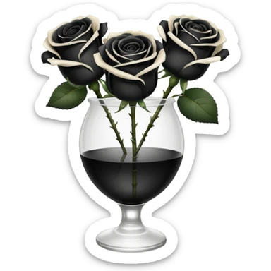 Black and ivory roses in transparent vase sticker