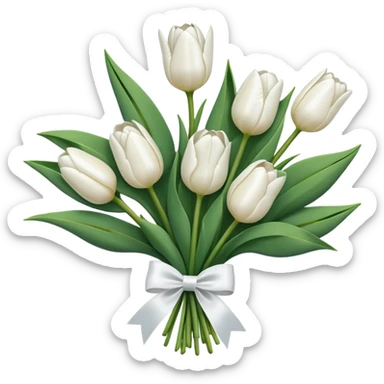 Bouquet of white tulips with a white bow  sticker