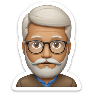 Indian software developer with beards and specs, with few white hairs in beard sticker
