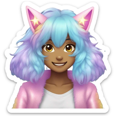 Anthro Shiny Colorful Pastel Glitter Sparkle Stars Gradient Anime Chibi Fakémon Fur Sona sticker