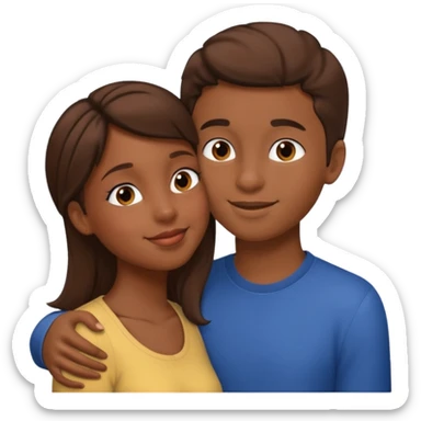 Black girl kissing a boy with brown hair  sticker