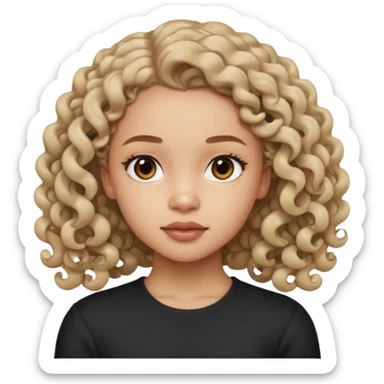 a girl looking off to the side, kind of looks like olivia rodrigo but with 3B curls sticker