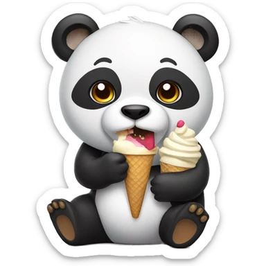 Panda eating ice cream sticker