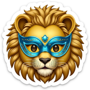 lion with glamorous masquerade mask sticker