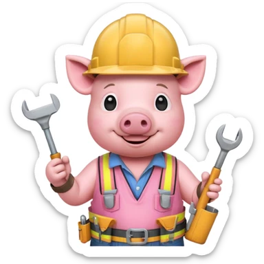 construction-pig with helmet sticker