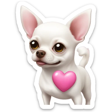 Fat white chihuahua with a pink heart beside it sticker