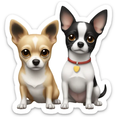 a beige chihuahua and a black and white chihuahua sticker