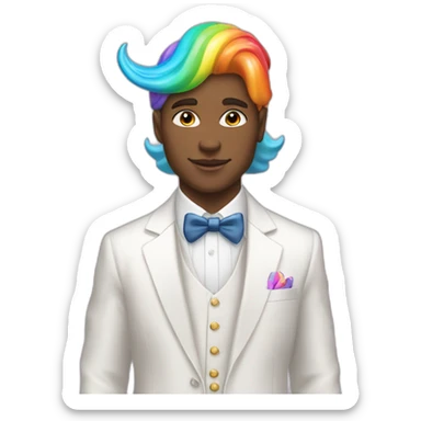 Posh-boy-with-white-suit-and-rainbow-unicorn-hat sticker