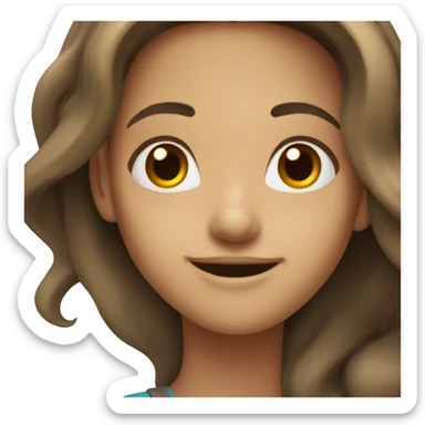 happy girl with long hair dark brown eyes  sticker