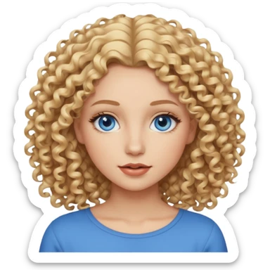 blondynka krecone wlosy i niebieskie oczy obrysowane usta na jasny braz sticker