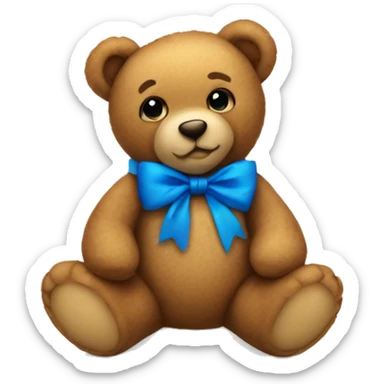 Teddy bear with blue bow sticker